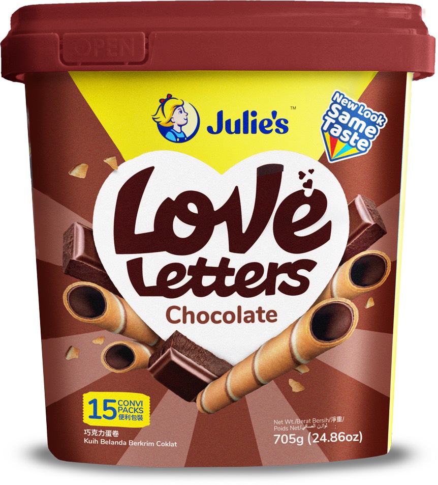 Bánh Julie's Xô Love Letters - Chocolate 705g (15 Gói)