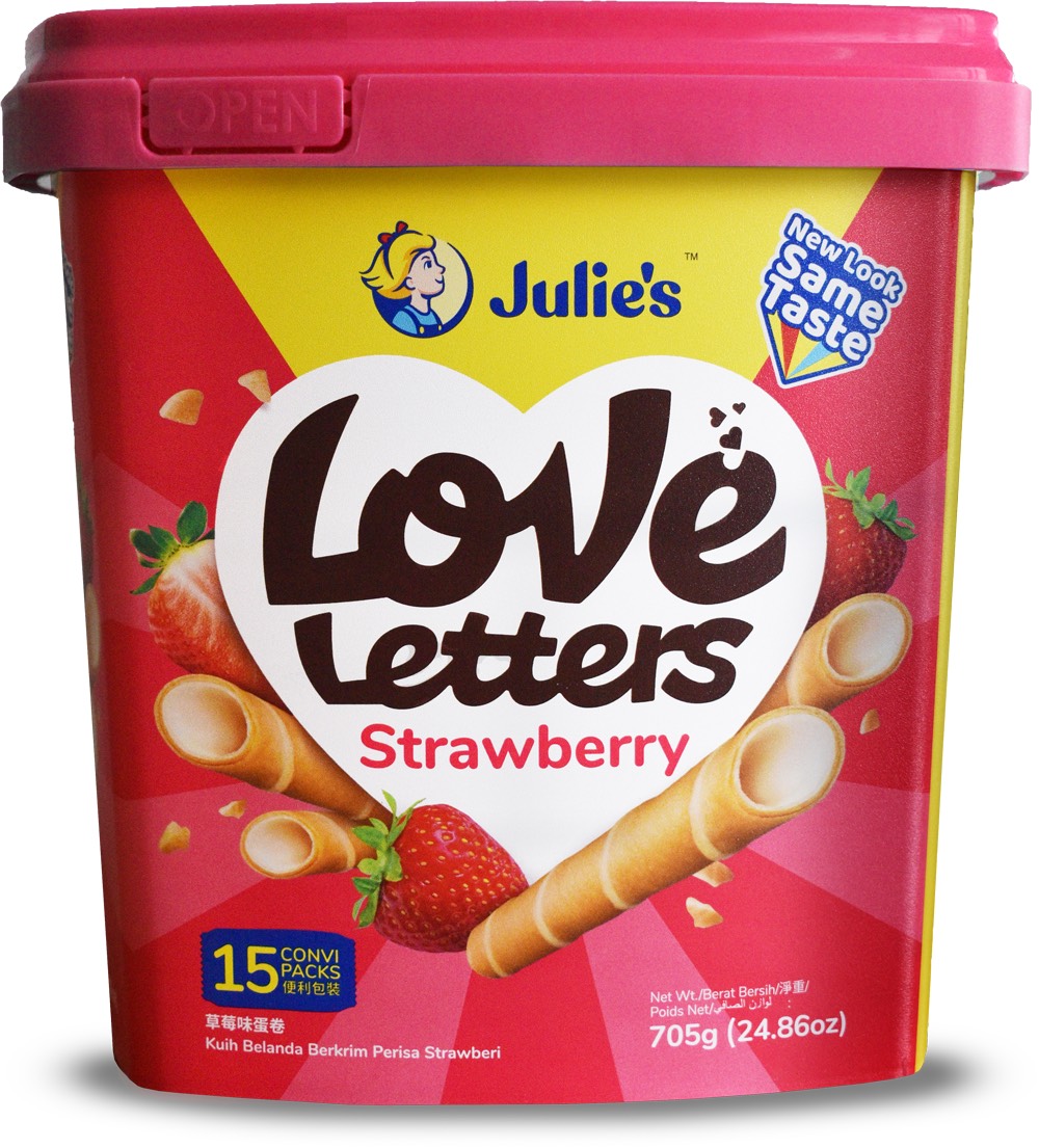 Bánh Julie's Xô Love Letters - Strawberry 705g (15 Gói)