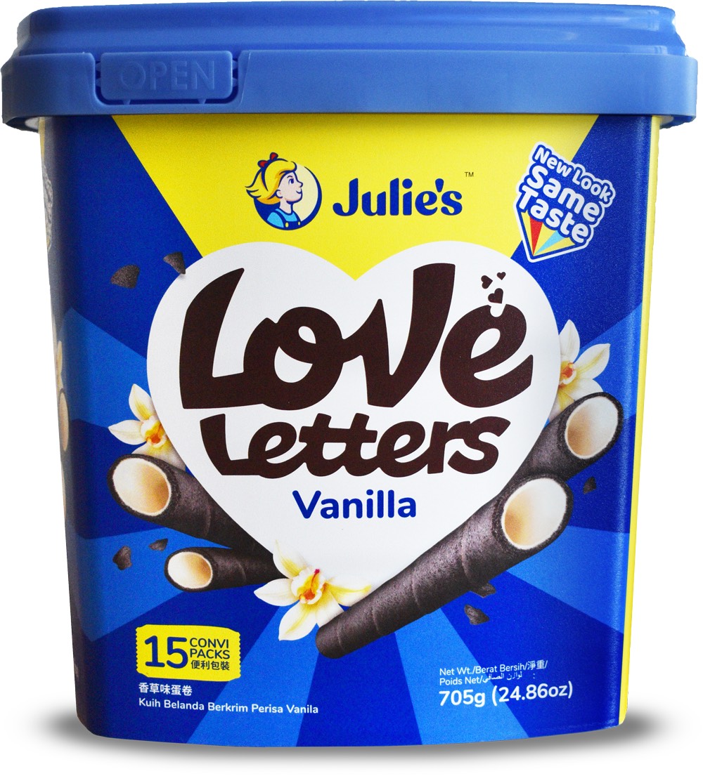 Bánh Julie's Xô Love Letters - Vanilla 705g (15 Gói)