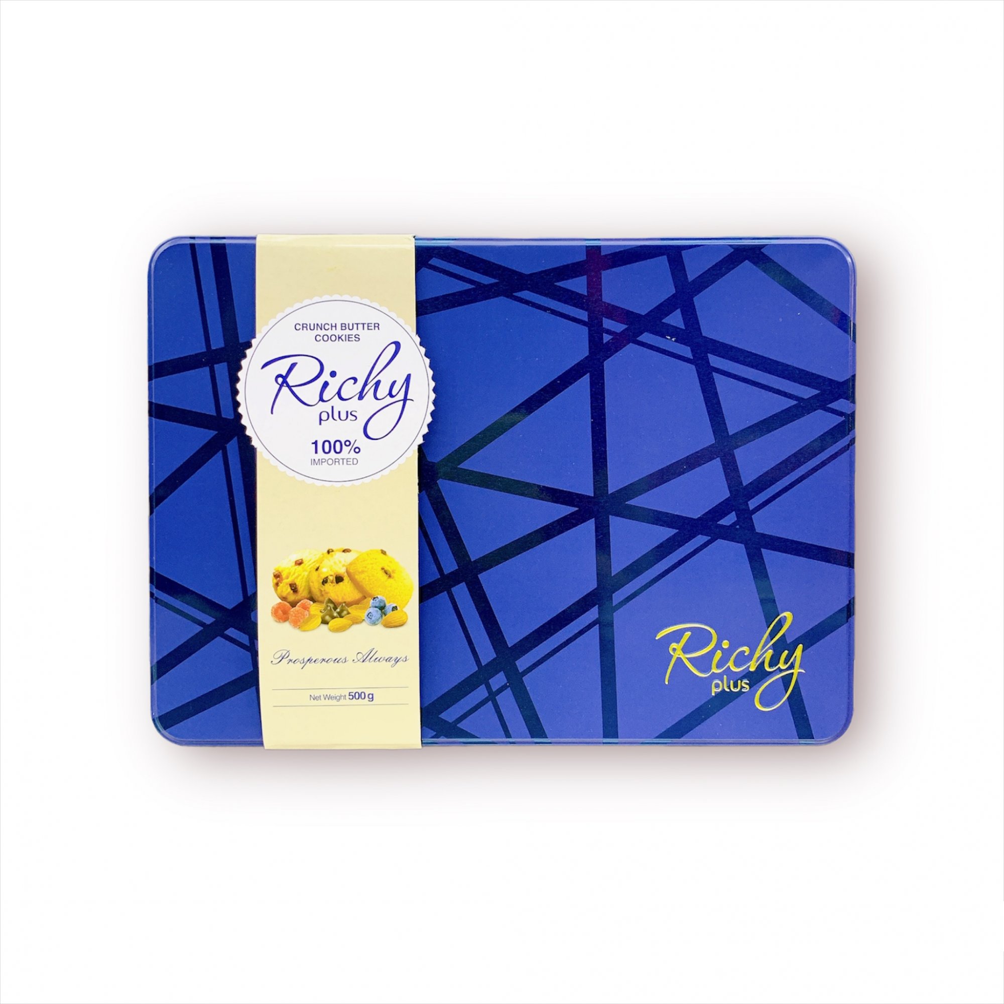 Bánh Quy Hộp Thiết Richy Plus 100% Imported - Xanh 500g